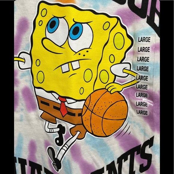 NWT Unisex Size Large Nickelodeon X Spongebob Short Sleeve Tie-Dye Tee Multi - Picture 5 of 6